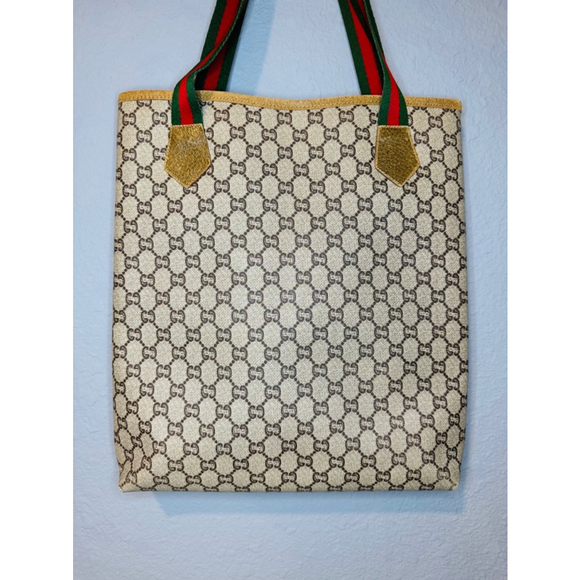Authentic Vintage GUCCI PLUS GG Pattern Shoulder Tote Bag PVC Leather Brown - Picture 15 of 16